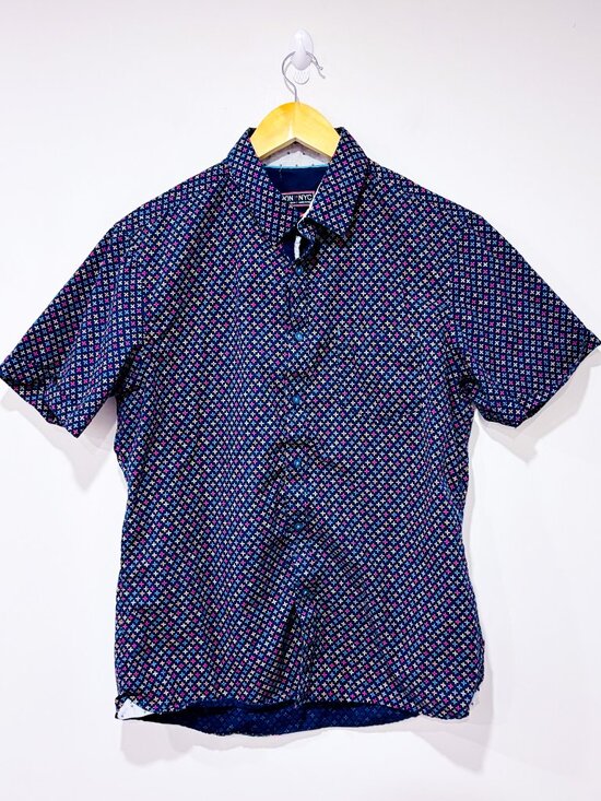 LON NYC | Navy multicolour floral short-sleeve shirt | Medium * - Picture 1 of 6